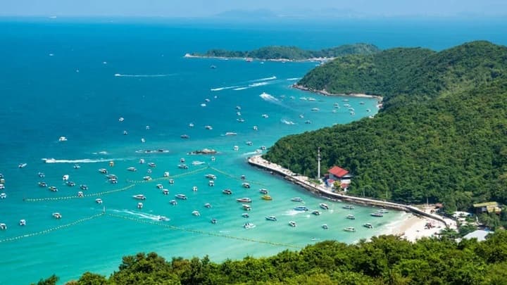 Koh Larn Coral Island Pattaya aerial view six beaches turquoise water Thailand