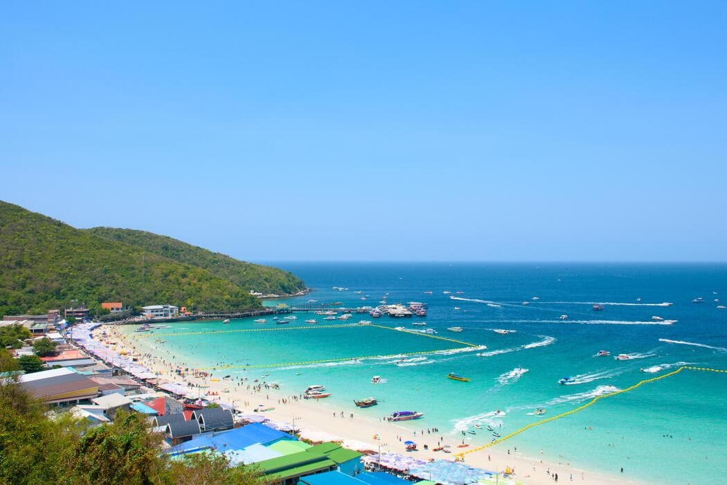 Tawaen Beach Koh Larn white sand turquoise water best beach Coral Island Pattaya