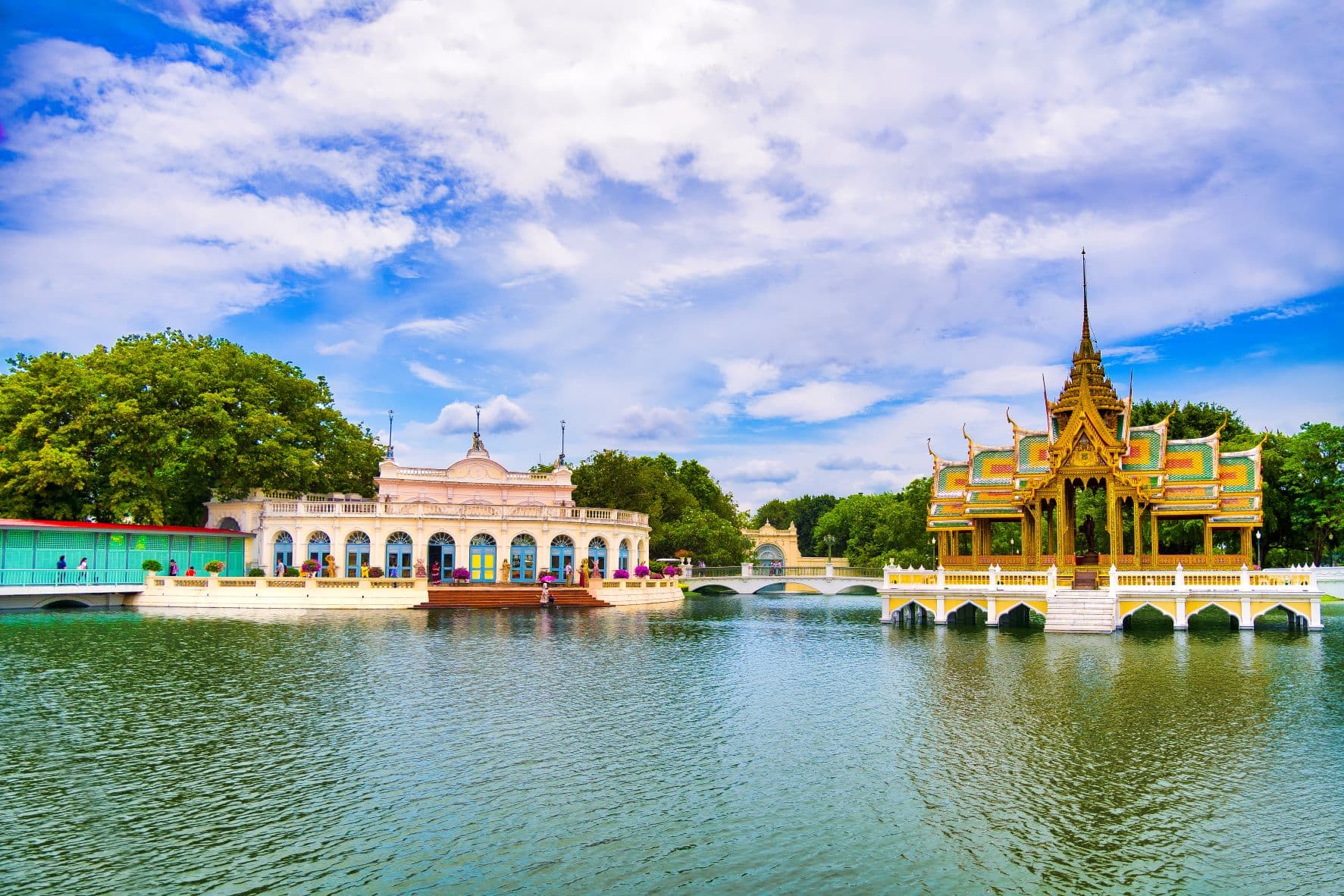 Bang Pa-In Summer Palace Aisawan Dhiphya-Asana Pavilion reflected in ornamental lake — Ayutthaya day trip
