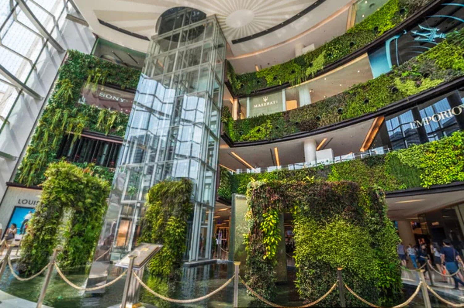Siam Paragon shopping mall Bangkok — central atrium interior where SEA LIFE Bangkok Ocean World is located on the B1-B2 basement floors Thailand