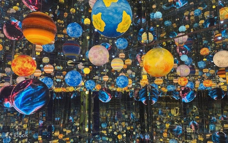 Space & Time Cube Bangkok 720-degree holographic room with glass floor showing galaxy projection at Seacon Bangkae Bangkok Thailand