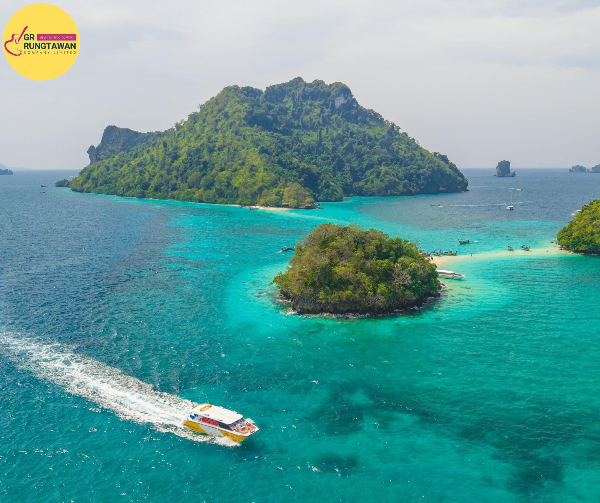 Catamaran twin-hull design cutting through Andaman Sea waves — smooth ride vs speedboat slamming