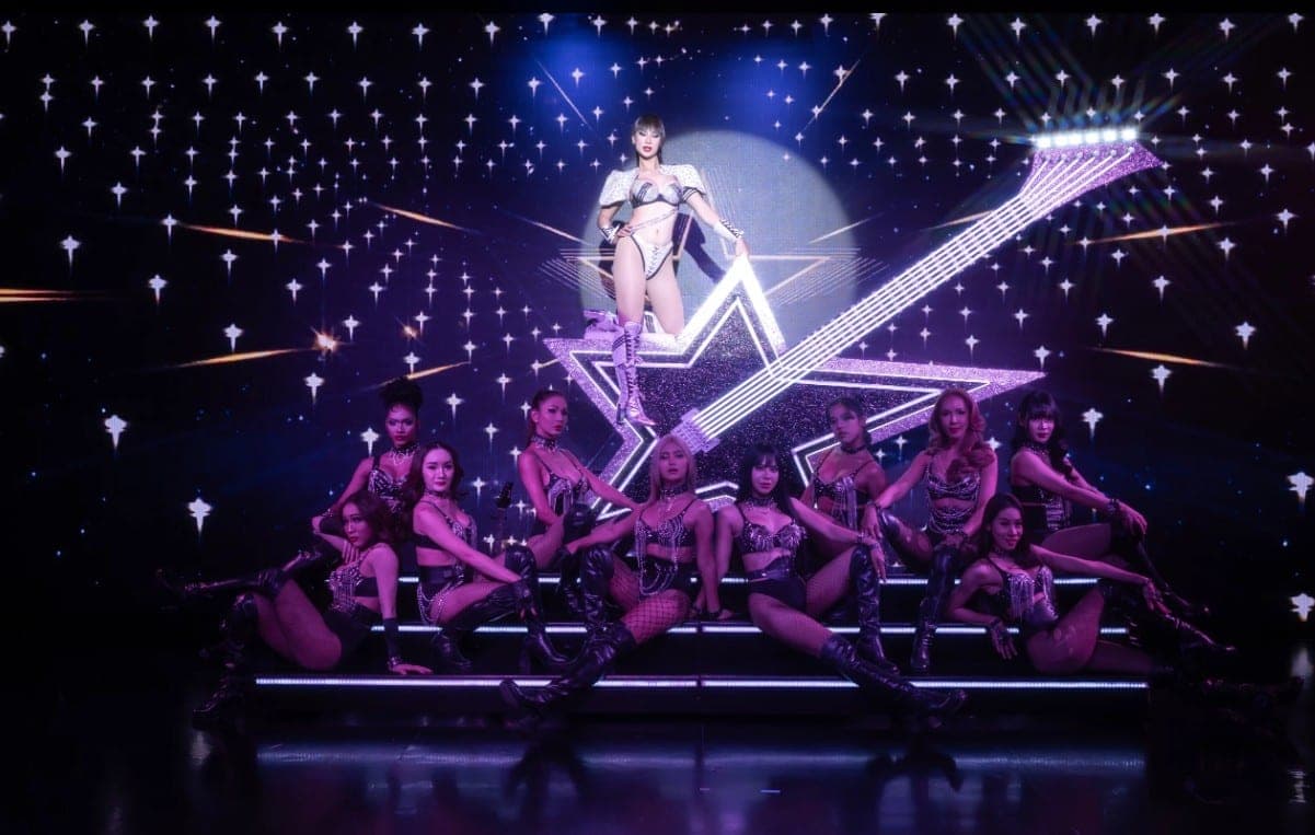 Calypso Cabaret stage with sequin costumes and lighting Bangkok Thailand