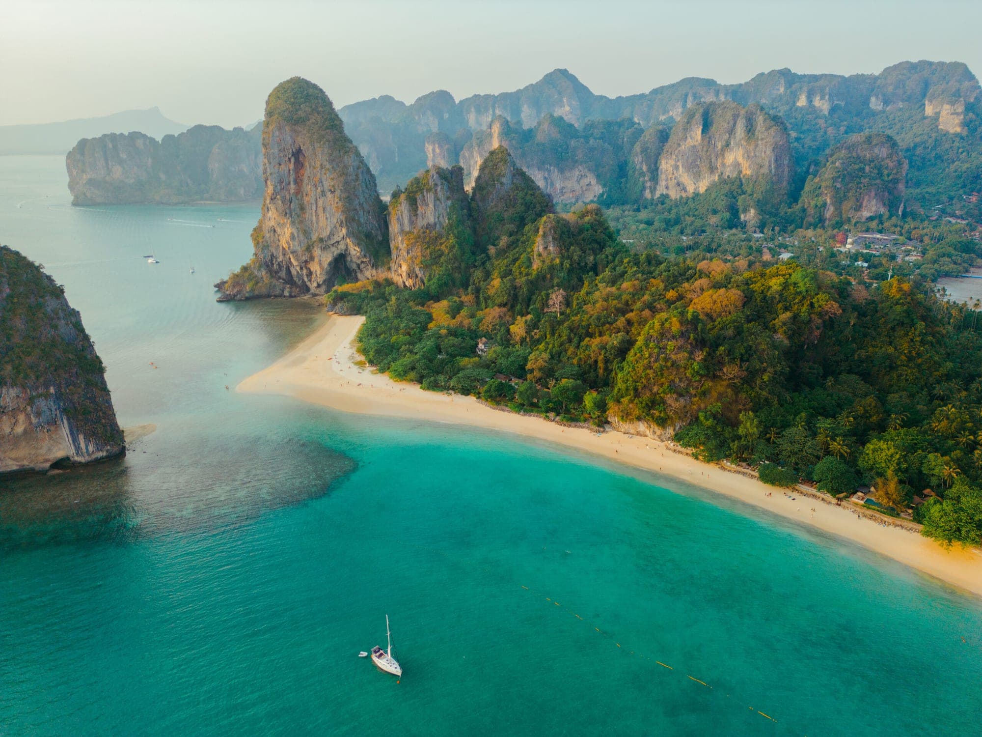 Phra Nang Cave Beach Railay Krabi — limestone cliffs rising from white sand, final stop on the Krabi 4 Island Tour