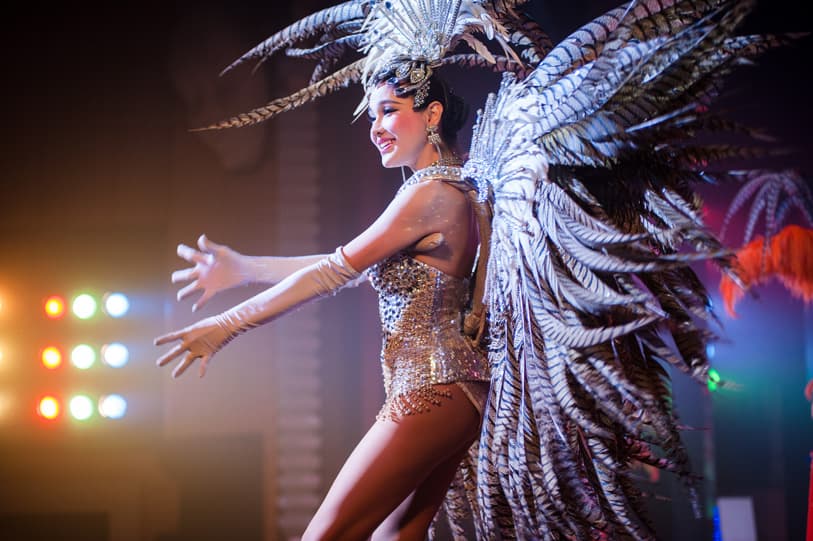 Alcazar Pattaya performers in an international themed number with detailed stage costumes