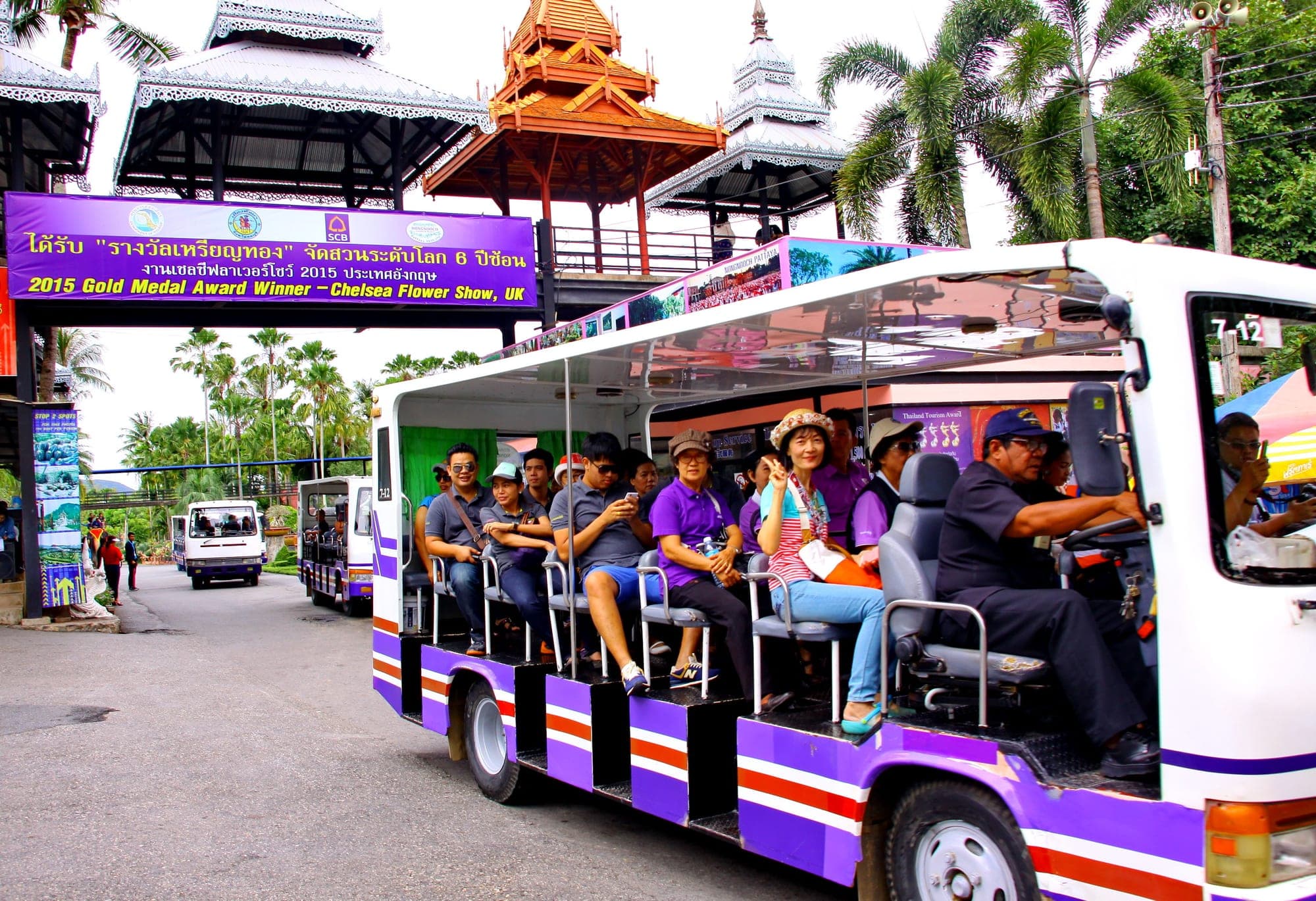 Nong Nooch Pattaya sightseeing tram touring the 600-acre tropical botanical garden