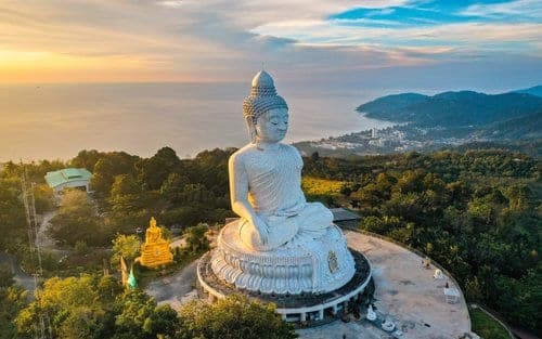 Big Buddha Phuket Ming Mongkol 45 metre white marble statue Nakkerd Hill viewpoint Thailand