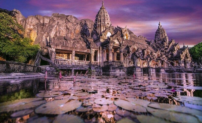 Phuket FantaSea Sukhothai era stone elephant palace theatre architecture detail