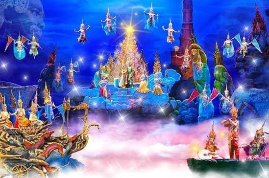 Siam Niramit Phuket Act Two Himmapan mythical forest scene with flying angels