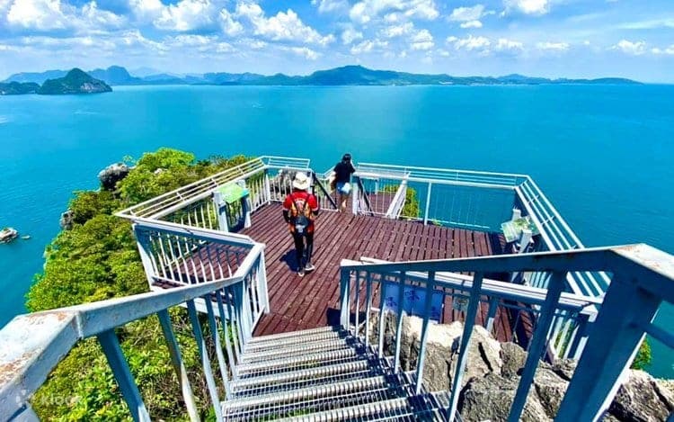 Hong Island 360 degree viewpoint at 109 metres — panoramic Andaman Sea view from the summit