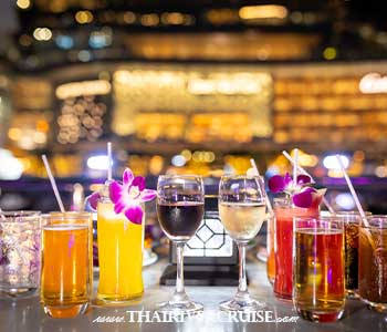 Free-flow red and white wine on the Luxury White dinner cruise Bangkok