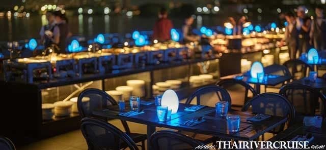 Candlelight dinner in the air-conditioned interior deck of the Royal Princess Cruise Bangkok