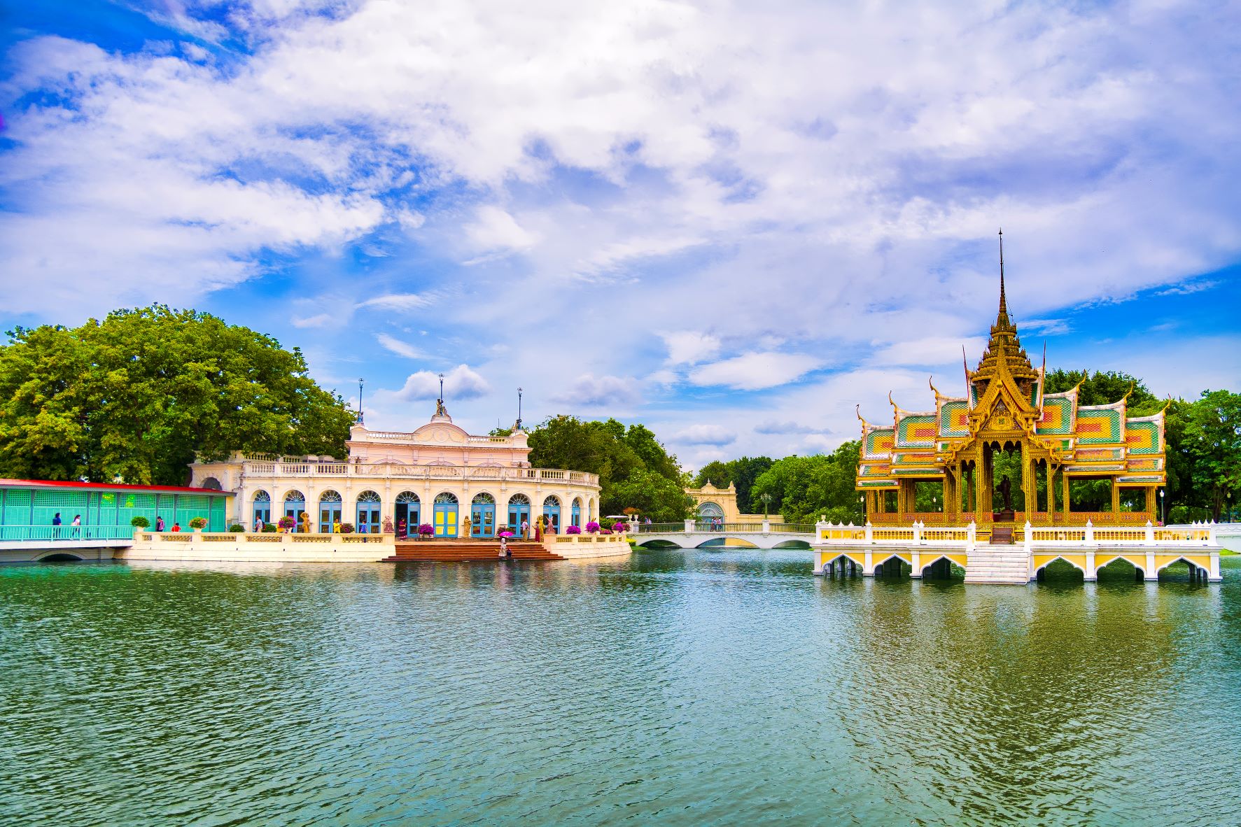 Bang Pa-In Summer Palace Aisawan Dhiphya-Asana Pavilion reflected in ornamental lake — Ayutthaya day trip