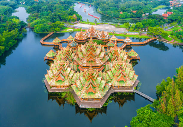 Ancient City Muang Boran aerial view 240 acres replica monuments Samut Prakan Bangkok day tour