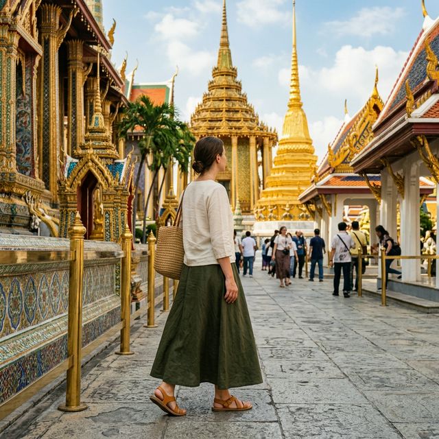 Correct Ayutthaya tour dress code — covered shoulders and knees for Bang Pa-In Summer Palace