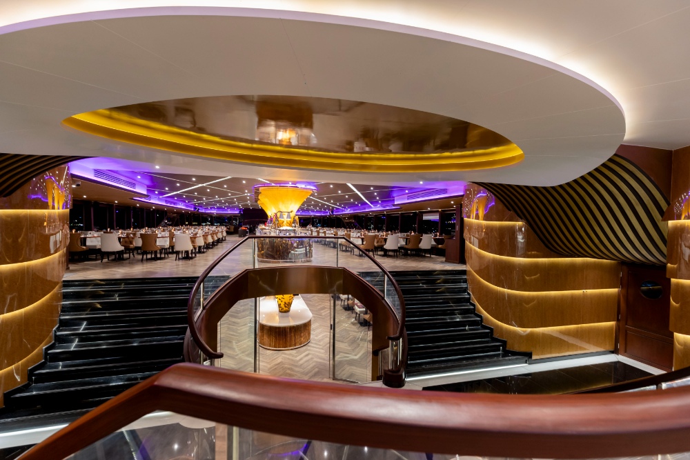 The Opulence Cruise Bangkok upper deck luxury interior — stunning decoration for dinner and Instagram photography